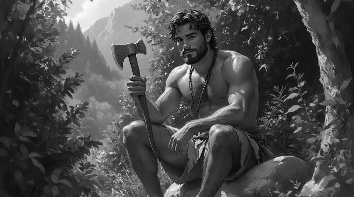 первобытный охотник в поиске опасности