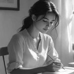 Сила благодарности. Девушка пишет дневник благодарности